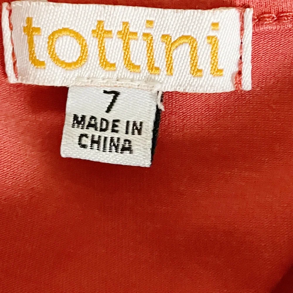 TOTTINI Girls MIDI Dress Boho Boutique Casual Striped SZ 7 Crimson School Party